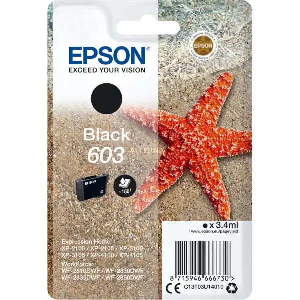 Bläckpatron Epson 603 Svart Blister 3,4 ml