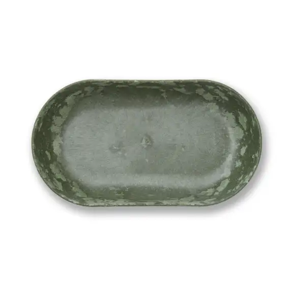 Fat Luups oval 35x19cm H7cm trä/plast Grön