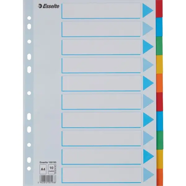 Flikregister Esselte A4 10 flikar Kartong