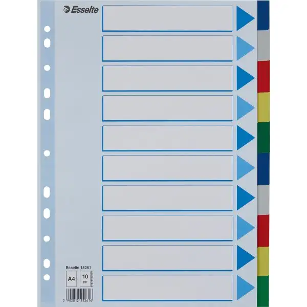 Flikregister Esselte A4 10 flikar Plast