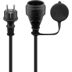 Goobay Strömkabel utomhus, 5 m, svart