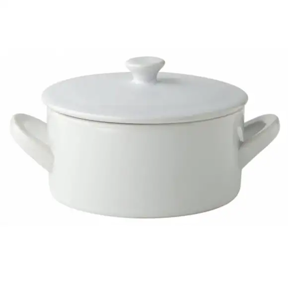 Gryta porslin mini med lock rund 0,49L Ø13cm