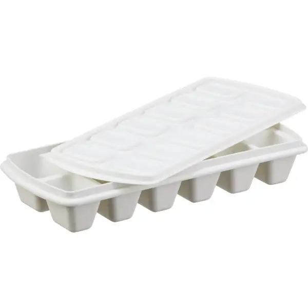 Isbitsbricka med lock, Plast, Vit
