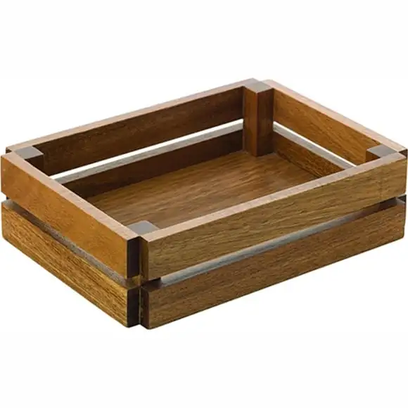 Låda trä med spjälor 22x16cm H:5,75cm