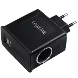 LogiLink 230V - Cigguttag+USB-port 1A