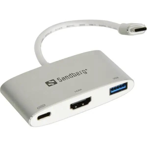 Sandberg USB-C till HDMI+USB, vit