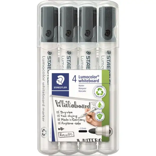 Staedtler 351 Whiteboard Marker, 4 svarta