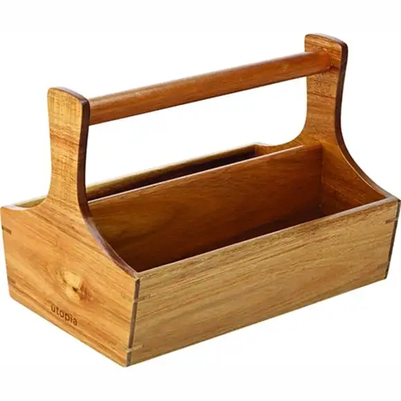 Tillbehörslåda i acacia med handtag 26x17cm