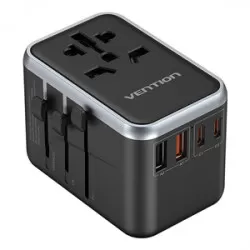 Vention FJFB0 GaN 2xUSB-C 2xUSB-A Universal reseadapter 65W (svart)